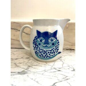 Arabia Finland Cat Design Ceramic Pitcher With Handle & Spout